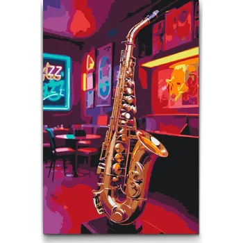 Malování podle čísel - Saxofon Velikost: 40x60cm, Rámování: Pouze srolované plátno