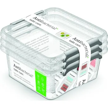 Dóza na potraviny Antibakter.box 0,85 l -sada-3ks, 15x15x 9cm,transp.plast