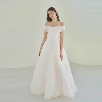 Dámské šaty Áčkové šaty pro nevěstu s odhalenými rameny Barva: Bílá, Velikost: 6XL