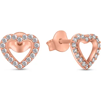 Náušnice Brilio Silver Okouzlující bronzové náušnice Srdíčka se zirkony EA355R + 2 měsíce na vrácení zboží