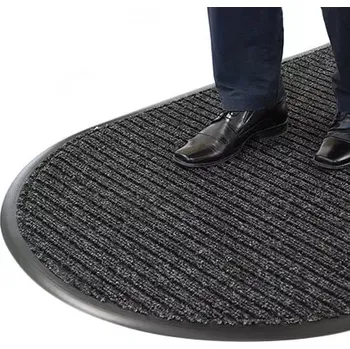 Rohožka Šedá textilní půlkruhová vstupní rohož Koral - 80 x 100 x 1,4 cm