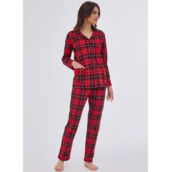 Dámské pyžamo Cornette pyžamo dámské 482/408 Kaya - červená, XL (Dámské pyžamo na knoflíky)