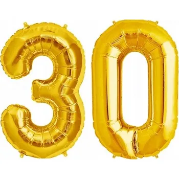 Balónek Zlaté fóliové balónky k 30. narozeninám, dekorace, 100 cm