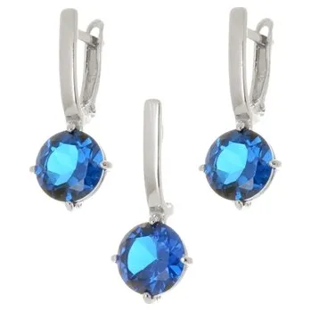 Souprava šperků Stříbrna souprava s modrými zirkony STRS0402F + dárek zdarma