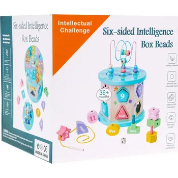 Dřevěná hračka Dřevěná multikostka vzdělávací hračka 4v1 pro děti