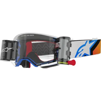 Motocyklové brýle Brýle supertech corp roll-off wide vision, alpinestars (modrá/oranžová, čiré plexi a roll-off systém) 2025