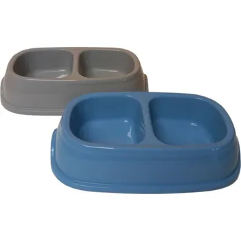 Miska pro psa Dvoumiska plastová č.11 2 x 0,4l šedá/modrá