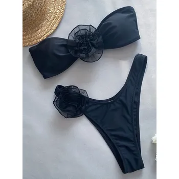 Dámské plavky Dámské plavky s 3D růži Velikost: S, Barva (Varianta): B888Black2