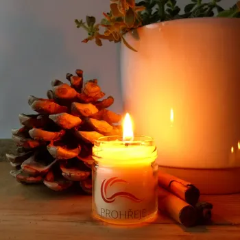 Svíčka libebit svíčka ze sójového vosku Prohřeje 40ml (Vonná svíčka z čistého přírodního sójového vosku velmi intenzivně aromatizovaného směsí přírodních esenciálních silic s prohřívajícím účinkem- skořice a citrusů.)