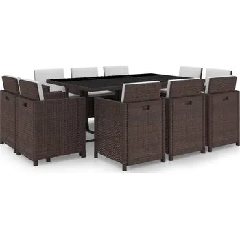 Zahradní sestava Nábytek XL 11dílný zahradní jídelní set s poduškami polyratan hnědý 42548