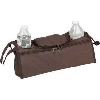 Kočárek ORGANIZÉR / DRŽÁK na KOČÁREK na LÁHVE, TAŠKU - Dvojitý ŠIROKÝ - Hnědý