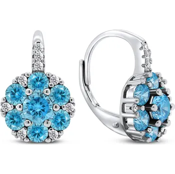Módní doplněk Brilio Silver Úchvatné stříbrné náušnice s modrými zirkony EA306WAQ + 2 měsíce na vrácení zboží