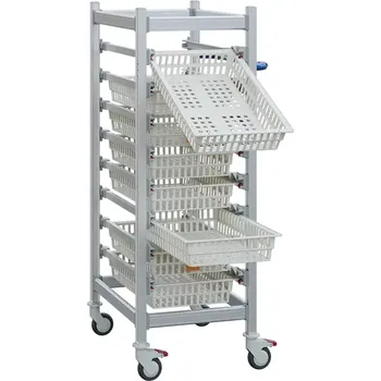 Plošinový vozík EUROMEDICA PV 146, regálový vozík, 8 pater, nerezový