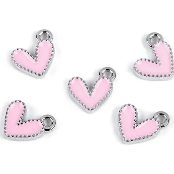 Přívěsek Přívěsek mini srdce 10x10 mm, 360570 - 7 - růžová, platina