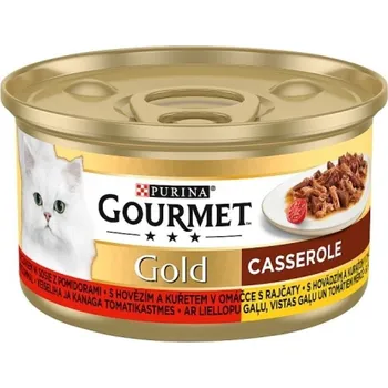 Krmivo pro kočku Gourmet 85g gold hovězí+kuře v rajč.omáčce/12ks