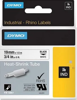 Dymo Rhino S0718330 smršťovací bužírka bílá/černá 19 mm x 1,5 m