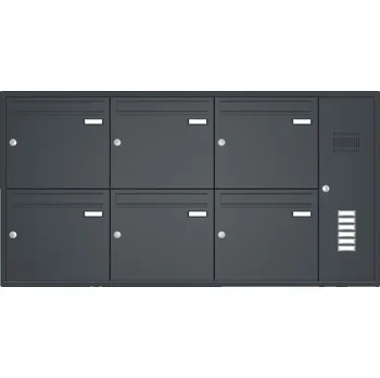 Poštovní schránka Sestava 6 luxusních schránek Max Knobloch - UP110 zvonek + interkom Barva: Antracit