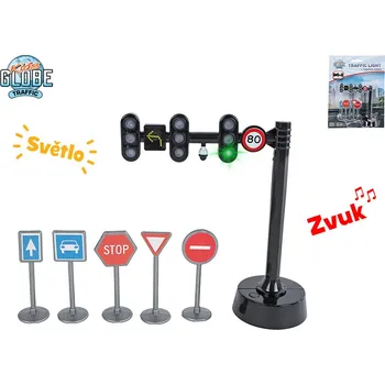 autíčko Mikro trading Sada dopravních značek se semaforem - 11,5 cm - se světlem a zvukem
