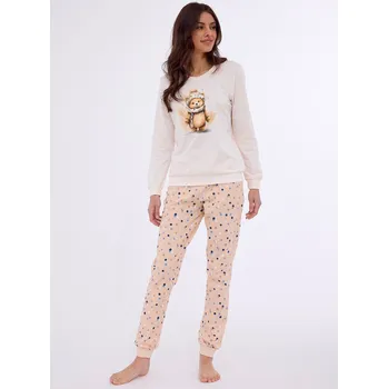 Dámské pyžamo Cornette pyžamo dámské 671/377 Sweet Bear - béžová, M (Dámské pyžamo dlouhé)