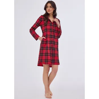 Dámská noční košile Cornette noční košile104/409 Kaya 2 - červená, M (Noční košile na knoflíky)