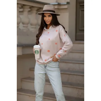 Dámská mikina Oranžová dámská bavlněná mikina s puntíky (784) odstíny oranžové M (38)