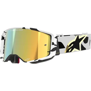 Motocyklové brýle Brýle supertech corp, alpinestars (bílá/zlatá, zrcadlové zlaté plexi) 2025