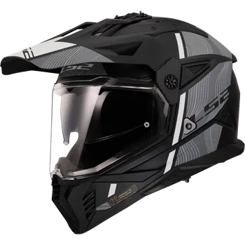 Helma na motorku Ls2 mx702 pioneer ii hill matt black white-06 l