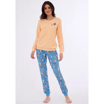 Dámské pyžamo Cornette pyžamo dámské 467/373 OWLS - oranžová, L (Dámské pyžamo dlouhé)