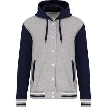 Dámská mikina Kariban Unisex mikina Kariban Teddy s kapucí Šedý melír a modrá XL