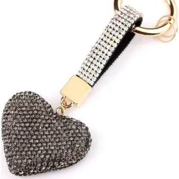 B-TOP Třpytivý přívěsek na klíče Srdce Druh barvy: Šedá