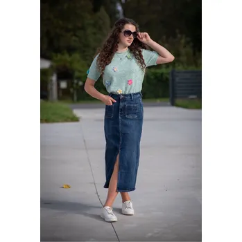 Dámský svetr Svetřík s aplikací květin QH87951 Itálie barva: zelená-mint