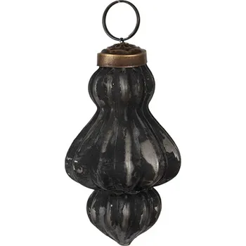 Vánoční ozdoba Černá skleněná vánoční ozdoba nepravidelného tvaru – 5x8 cm