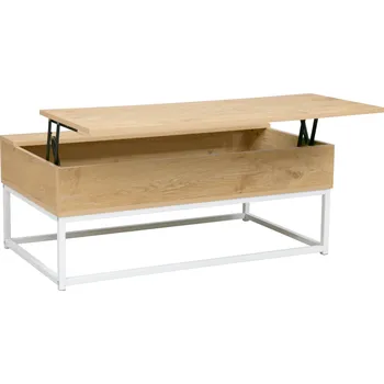 Konferenční stolek Konferenční stolek LIVINA 100x55 cm, lamino dub, kov bílý lak