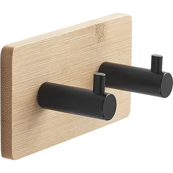 Sada koupelnových doplňků Gedy HIMALAYA samolepící dvojháček, černá/bambus