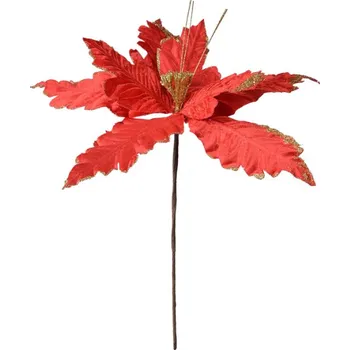 umělá květina Vánoční dekorace / umělá květina vánoční hvězda červeno-zlatá – 34x48 cm