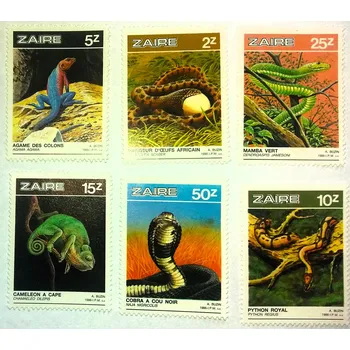 Poštovní známka Sestava známek Zaire - hadi, ještěři