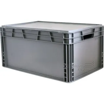 Zahradní úložný box Euro přepravka s víkem 600*400*290 mm, šedá