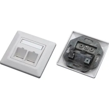 Elektrická zásuvka XtendLan Zásuvka 2xRJ45 C5E neosazená, pod omítku, šikmý vývod, krytka proti prachu