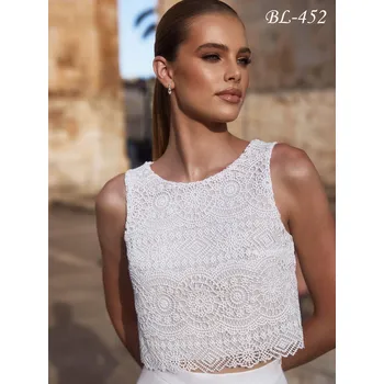 Bolerko Luxusní krajkový svatební crop top - ivory: BL-452 Vybraná velikost: S