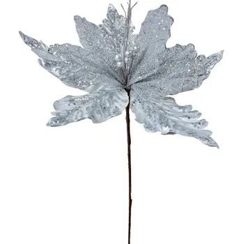 umělá květina Vánoční dekorace / umělá květina vánoční hvězda stříbrná – 45x57 cm