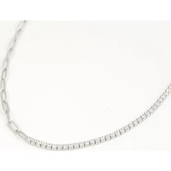 Náhrdelník Dámský stříbrný štrasový - tenisový náhrdelník SVLN0542XE9BI45 + dárek zdarma