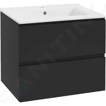 Koupelnový nábytek kielle Skříňka včetně umyvadla, 80x55x46 cm, 2 zásuvky, matná černá 50002S84