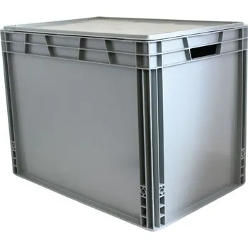 Zahradní úložný box Euro přepravka s víkem 600*400*450 mm, šedá