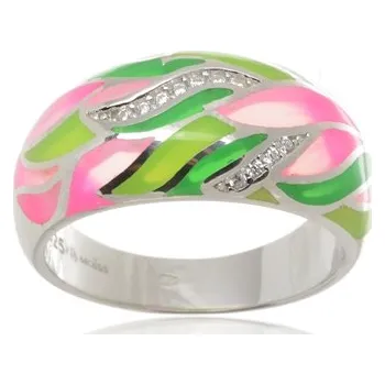 Prsten Luxusní stříbrný prsten zdobený smaltem STRP0392F + dárek zdarma