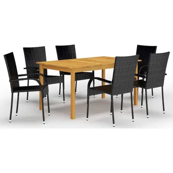 Zahradní sestava Nábytek XL 7dílný zahradní jídelní set černý 3067787