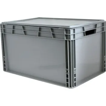 Zahradní úložný box Euro přepravka s víkem 600*400*340 mm, šedá