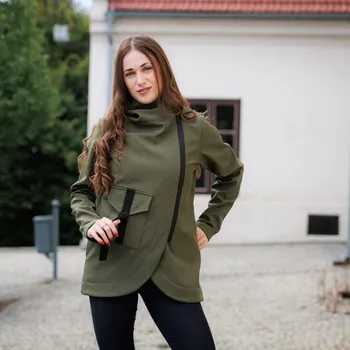 Dámský kabát Dámský krátký khaki softshell kabátek Velikost: M