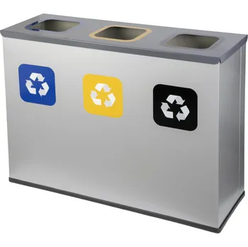 Odpadkový koš EKO STATION - set na třídění odpadu, objem 3 x 60 l