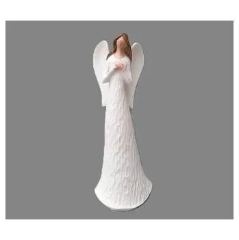 Vánoční dekorace Anděl bílý s hnědými vlasy větší