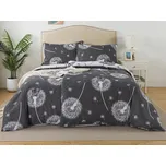 XPOSE® Bavlněné povlečení PAMPELIŠKY DUO na dvě lůžka - šedé/bílé 140x200 cm, 70x90 cm, Bavlna + Prodloužená možnost vrácení zboží do 50 dnů